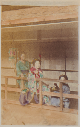 Shimooka Renjō, ‘Edo Shinagawa jorō (Prostitutes of Shinagawa, Edo)’/ ‘Interior of a Japanese house’, c.1863-70.