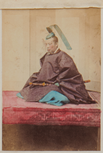 Hori Yohei, ‘Kanpaku (Senior Counsellor)’/‘Class 1 - No. 1. Next rank to the Mikado’, c.1864-68. Portrait of Iwata Michinori (1826-1907).