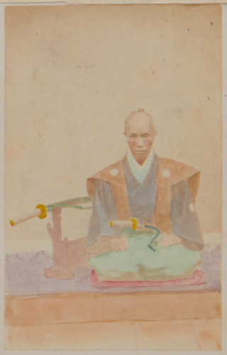 Shimooka Renjō, ‘Kuge naihō (Wife of a court noble)’ (sic), c.1863-65. Another example of a carte detached from its original location in the album, in this case a portrait of a yakunin in ceremonial dress.