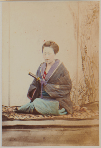 Shimooka Renjō, ‘Nippon yakunin musume (Japanese official girl)’/ ‘A young girl dressed up as a Yakunin’, c.1863-70.